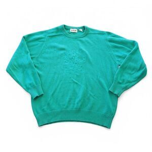 LaMode Oldsmobile Scramble‎ Vintage 80s Golf Knit Sweater Green Men's L